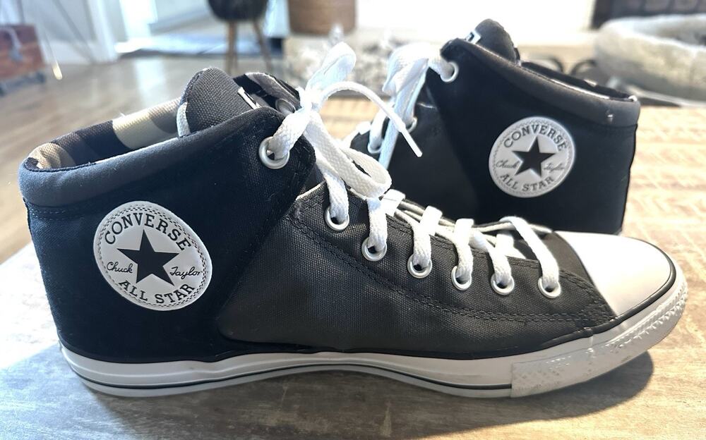 Converse Chuck Taylor All Star High Street Mid Gray Black Mens 13 Women’s 15 EUC